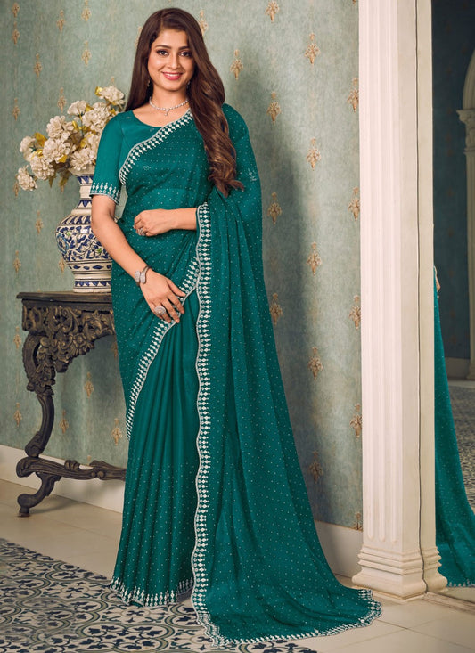 Classic Swarovski Chiffon Saree - S9321