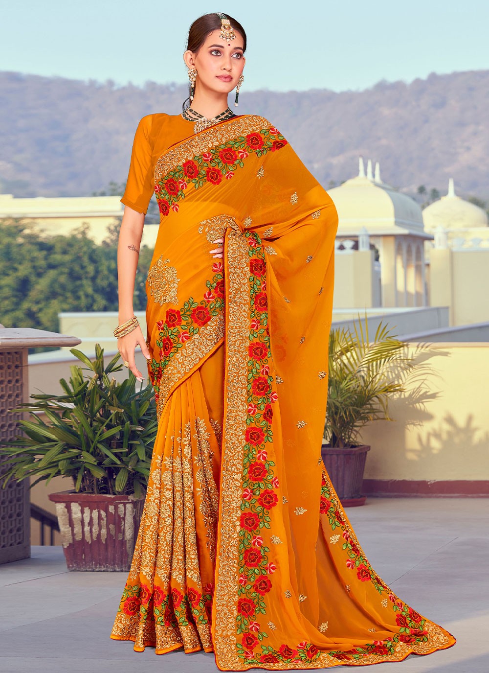 Saree Embroidered Georgette Saree - S2744