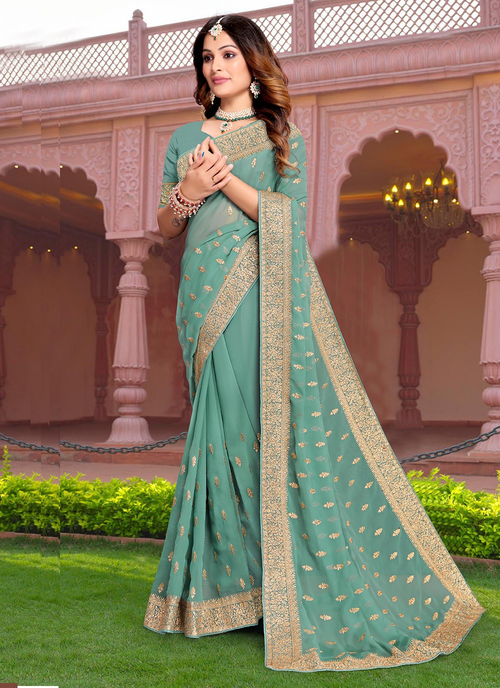 Classic Embroidered Georgette Saree - S3313