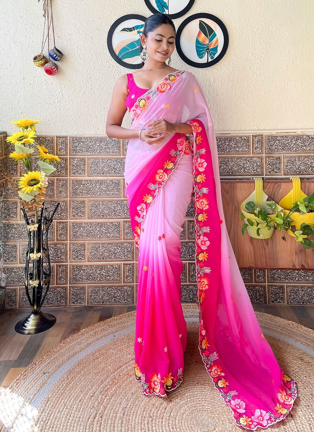 Contemporary Embroidered Georgette Saree - S8512