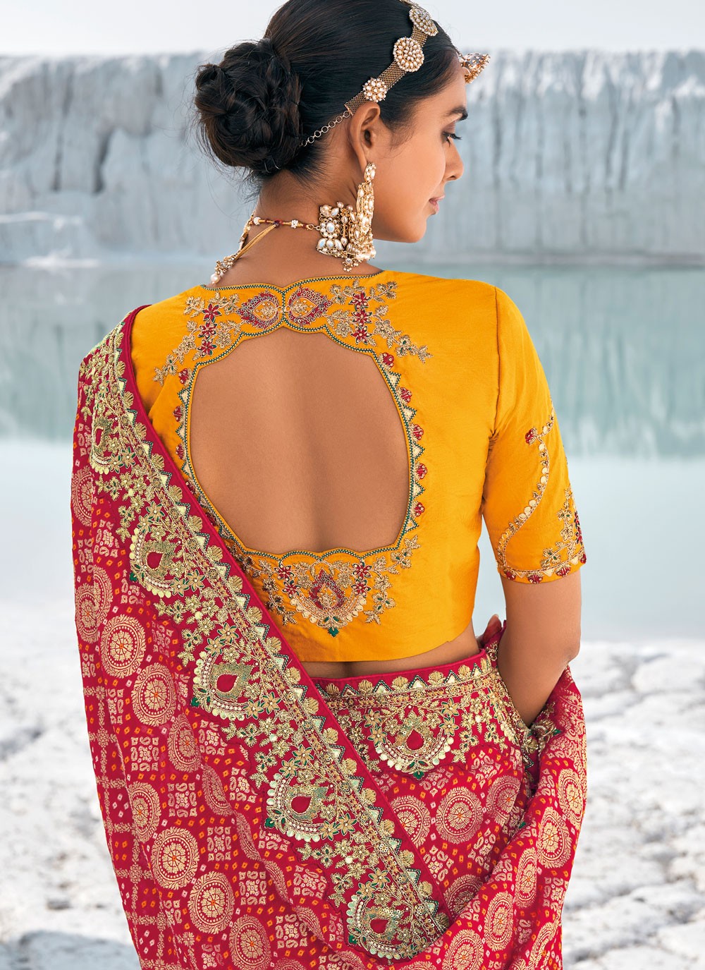 Classic Embroidered Georgette Saree - S9586