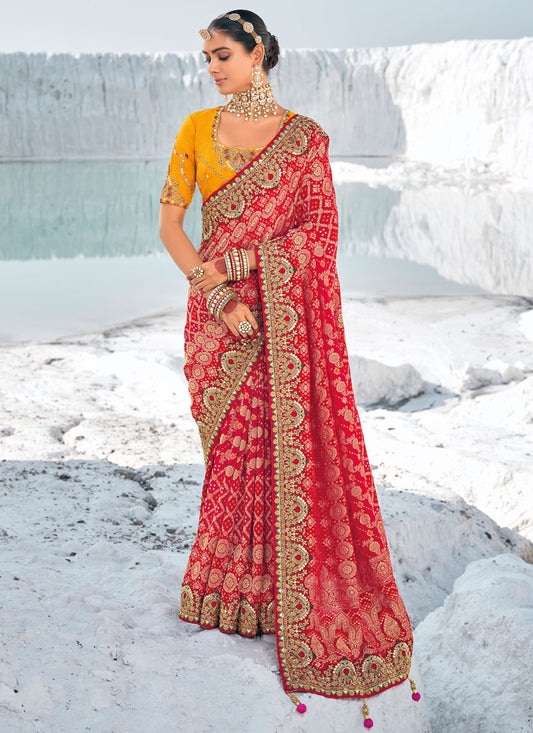 Classic Embroidered Georgette Saree - S9586