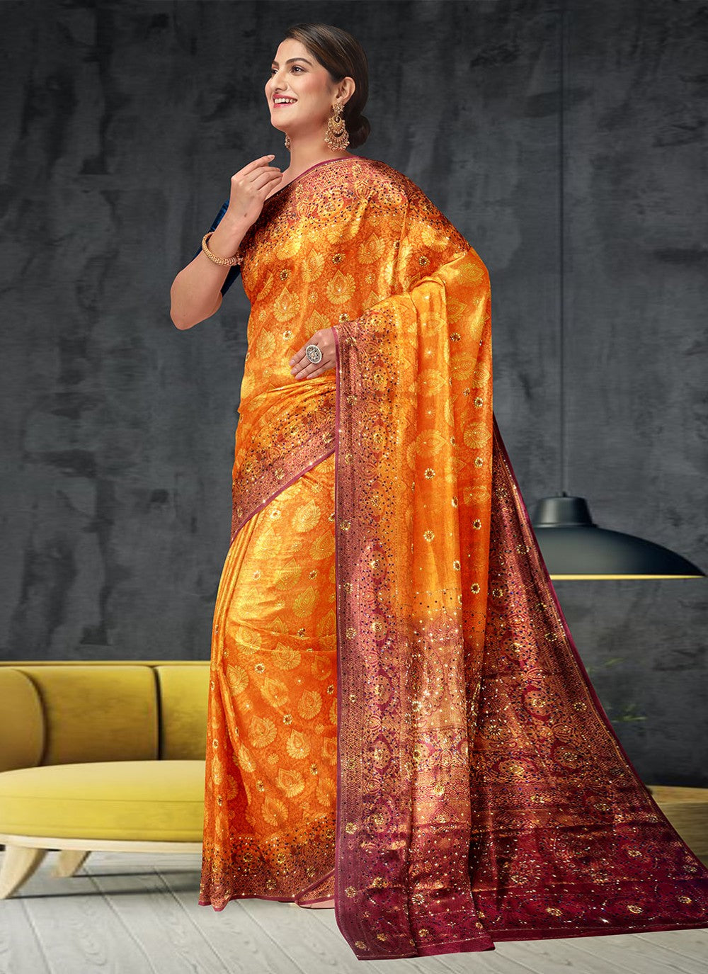 Classic Hand Embroidery Georgette Saree - S1972