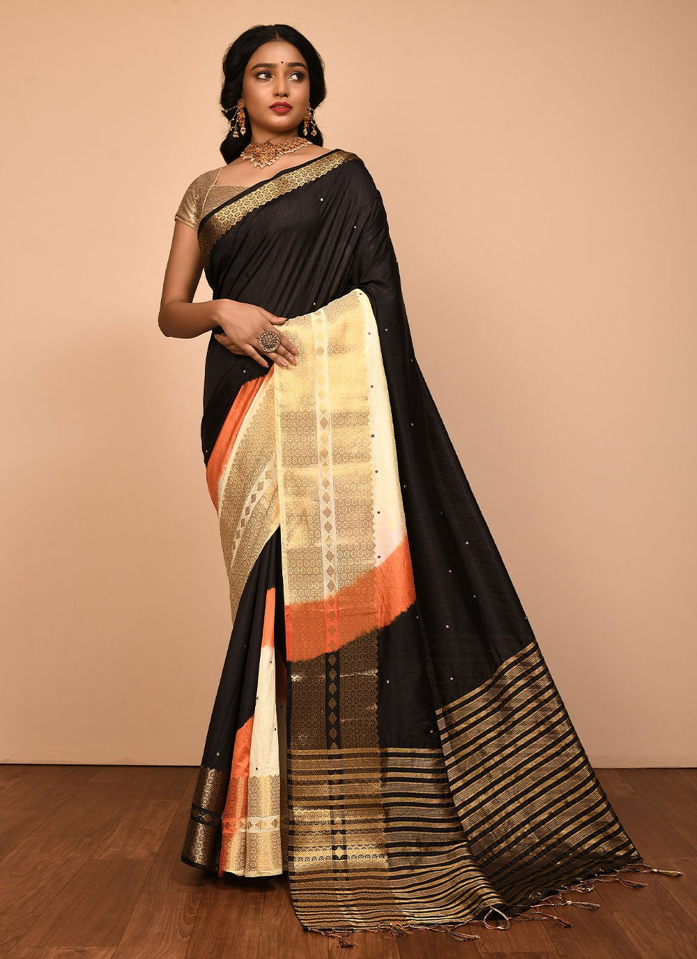 Traditional Embroidered Silk Saree - S1557