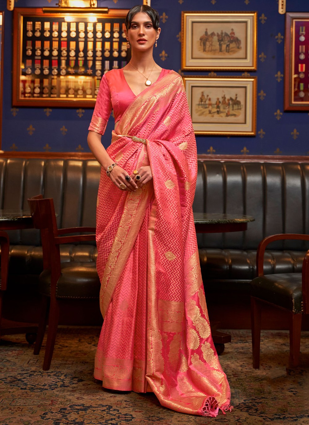 Traditional Weaving Zari Satin Silk Saree - S2073