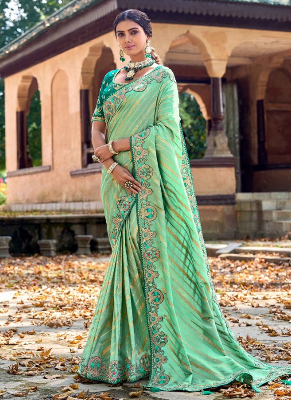 Classic Embroidered Silk Saree - S3890