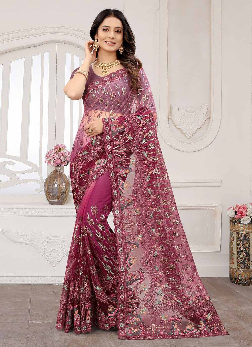 Saree Cord Net Saree - S2610