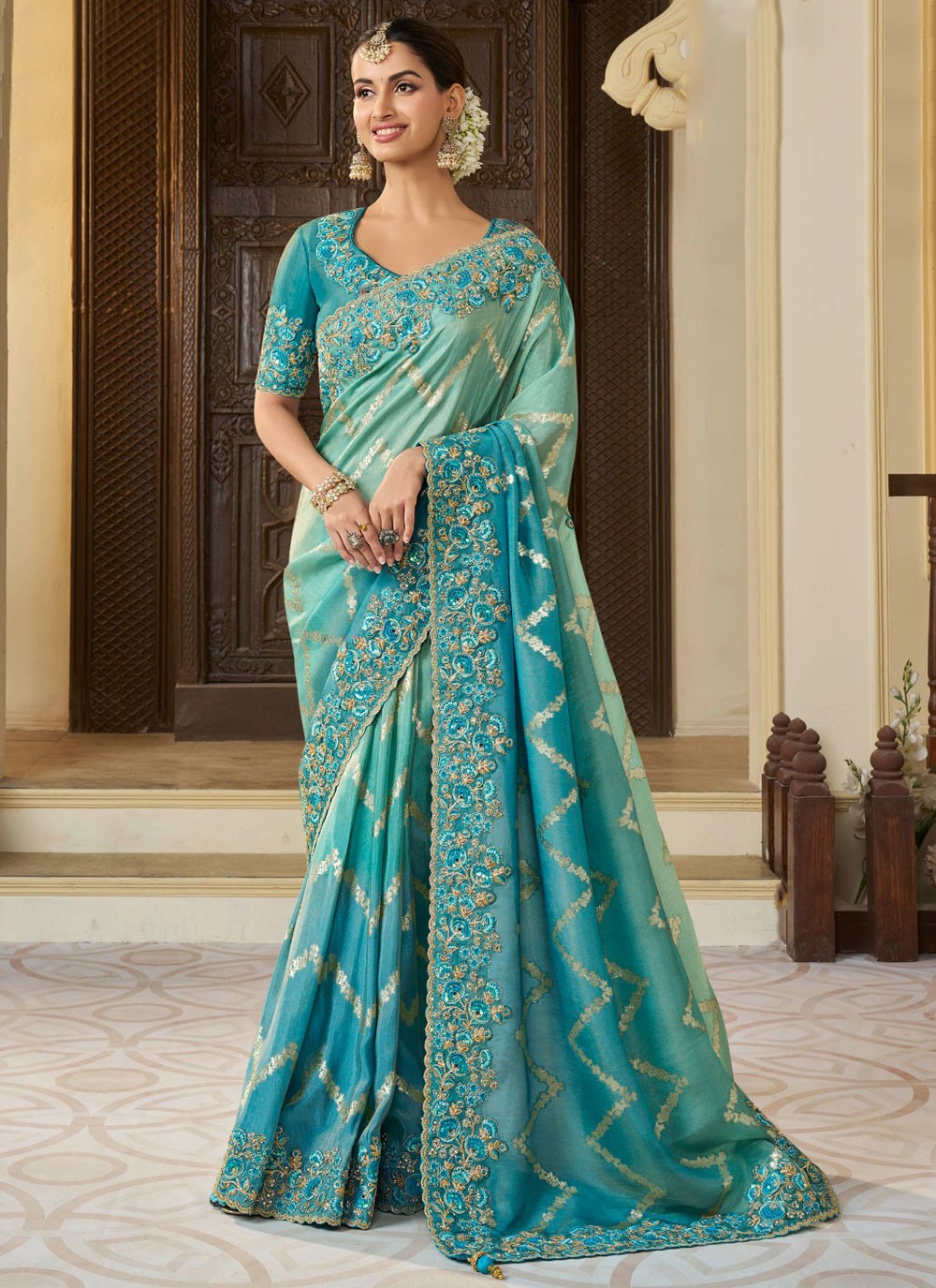 Classic Embroidered Tissue, Viscose Saree - S10635