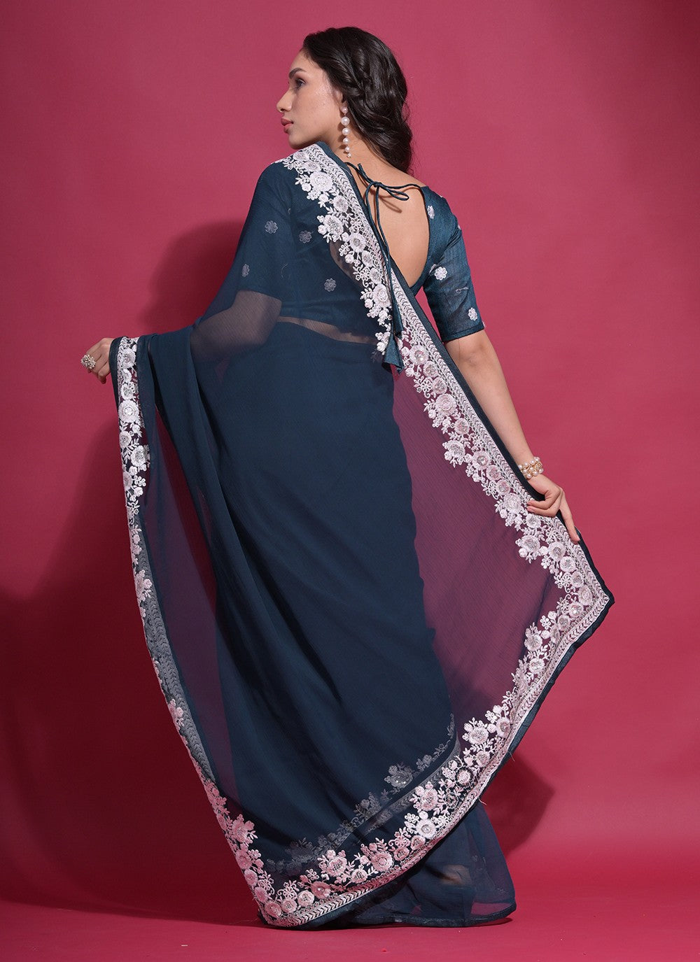 Trendy Embroidered Georgette Saree - S5193