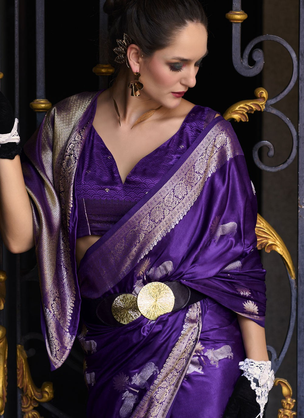 Classic Weaving Zari Satin Silk Saree - S9129