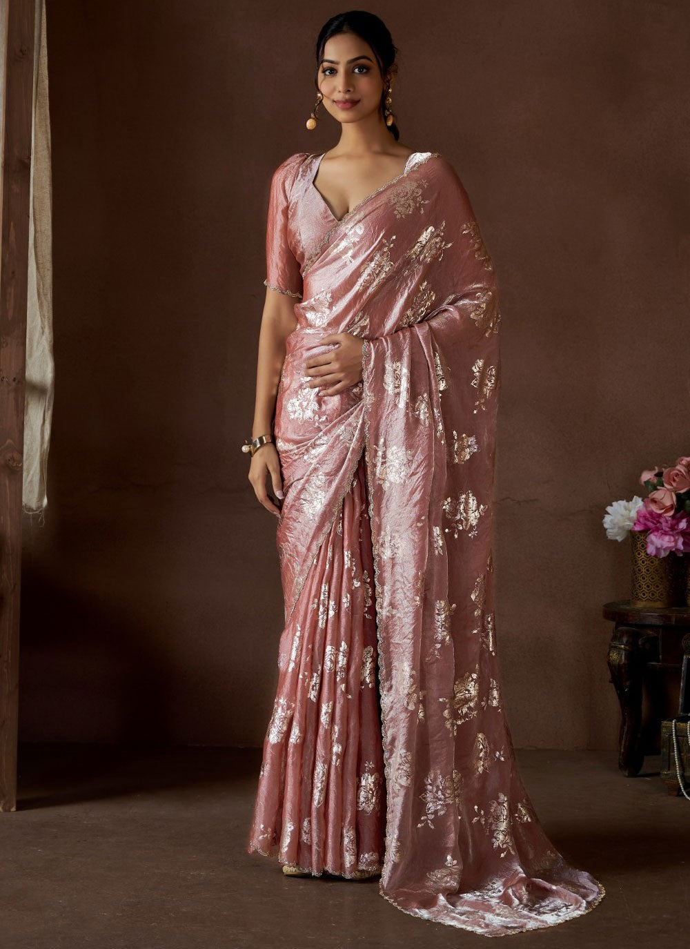 Classic Border Work Satin Silk Lavender Saree - S10878