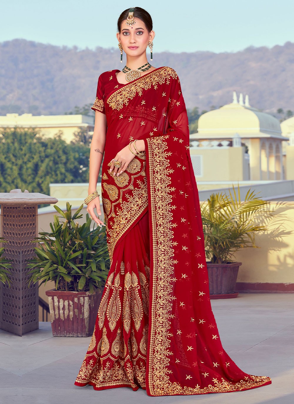 Saree Embroidered Georgette Saree - S2744