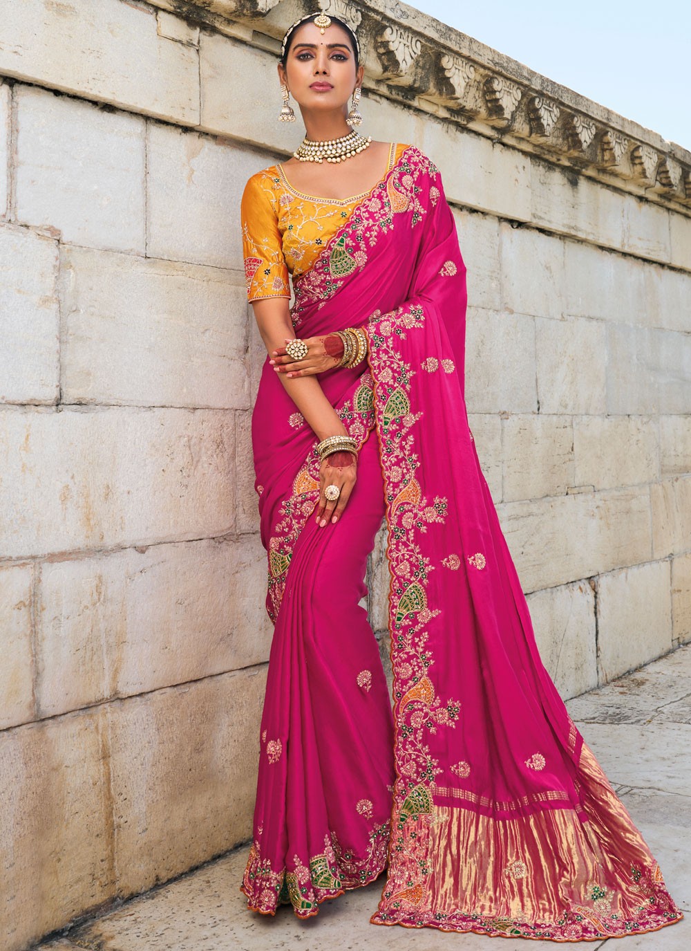 Classic Embroidered Kanjivaram Silk Cream Saree - S10755