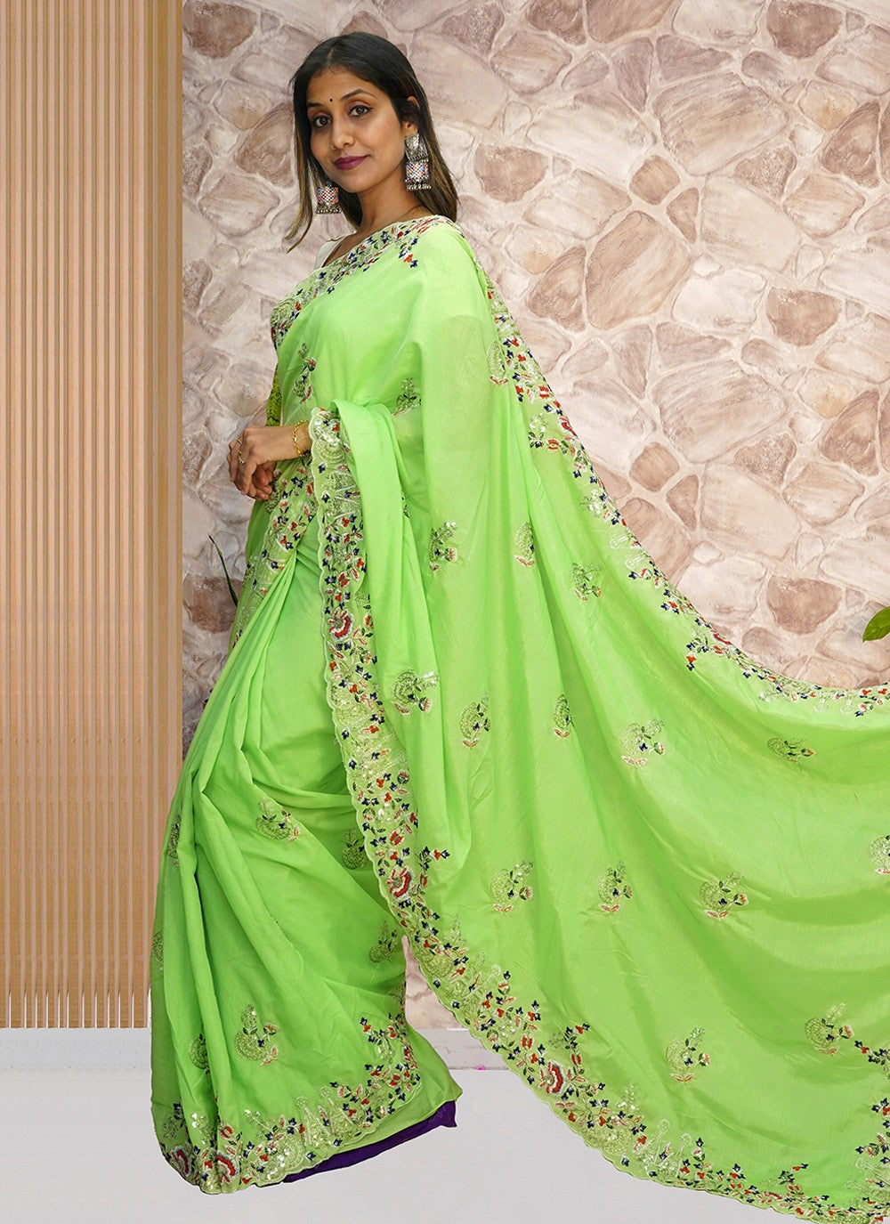 Classic Embroidered Georgette Saree - S3275