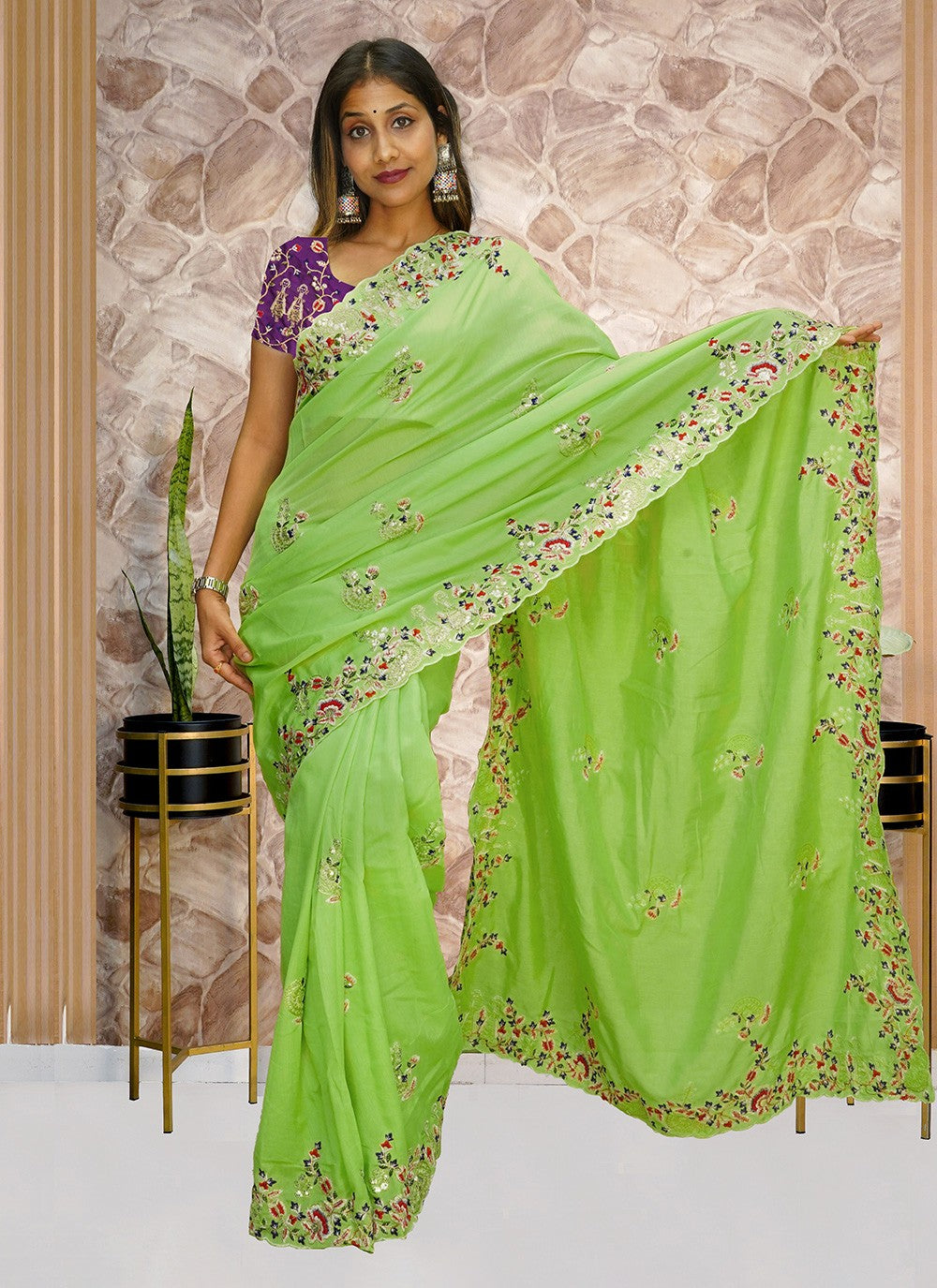 Classic Embroidered Georgette Saree - S3275