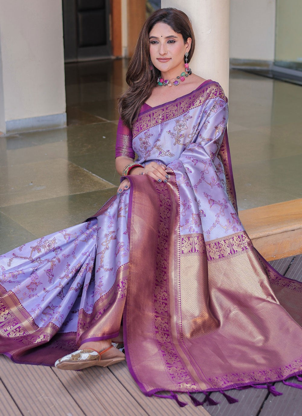 Woven, Zari Malbari Silk Saree - S12308