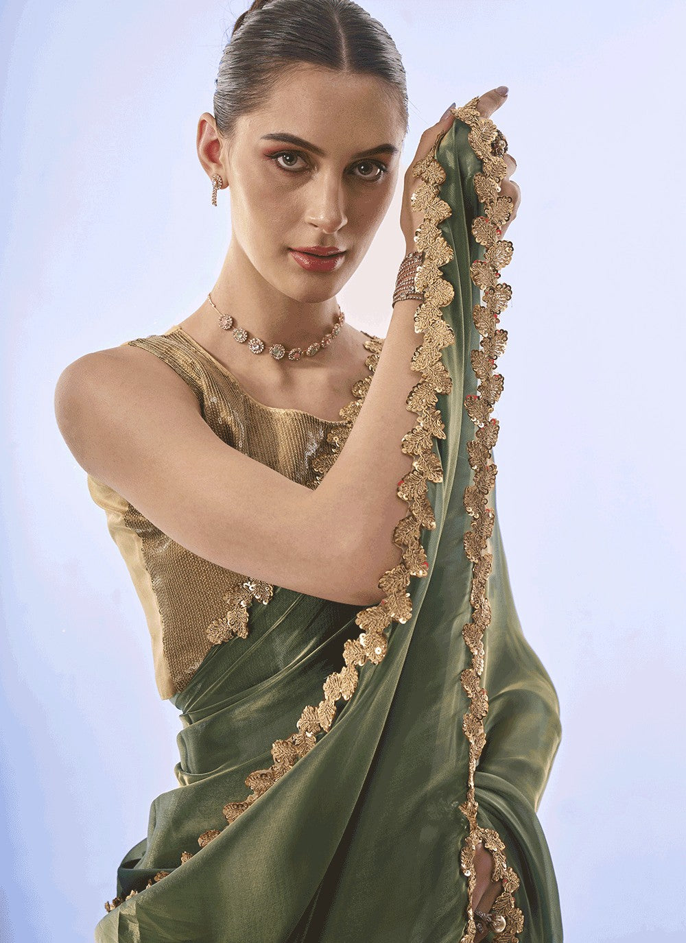 Designer Border Work Jimmy Chu Wine Saree - S10997