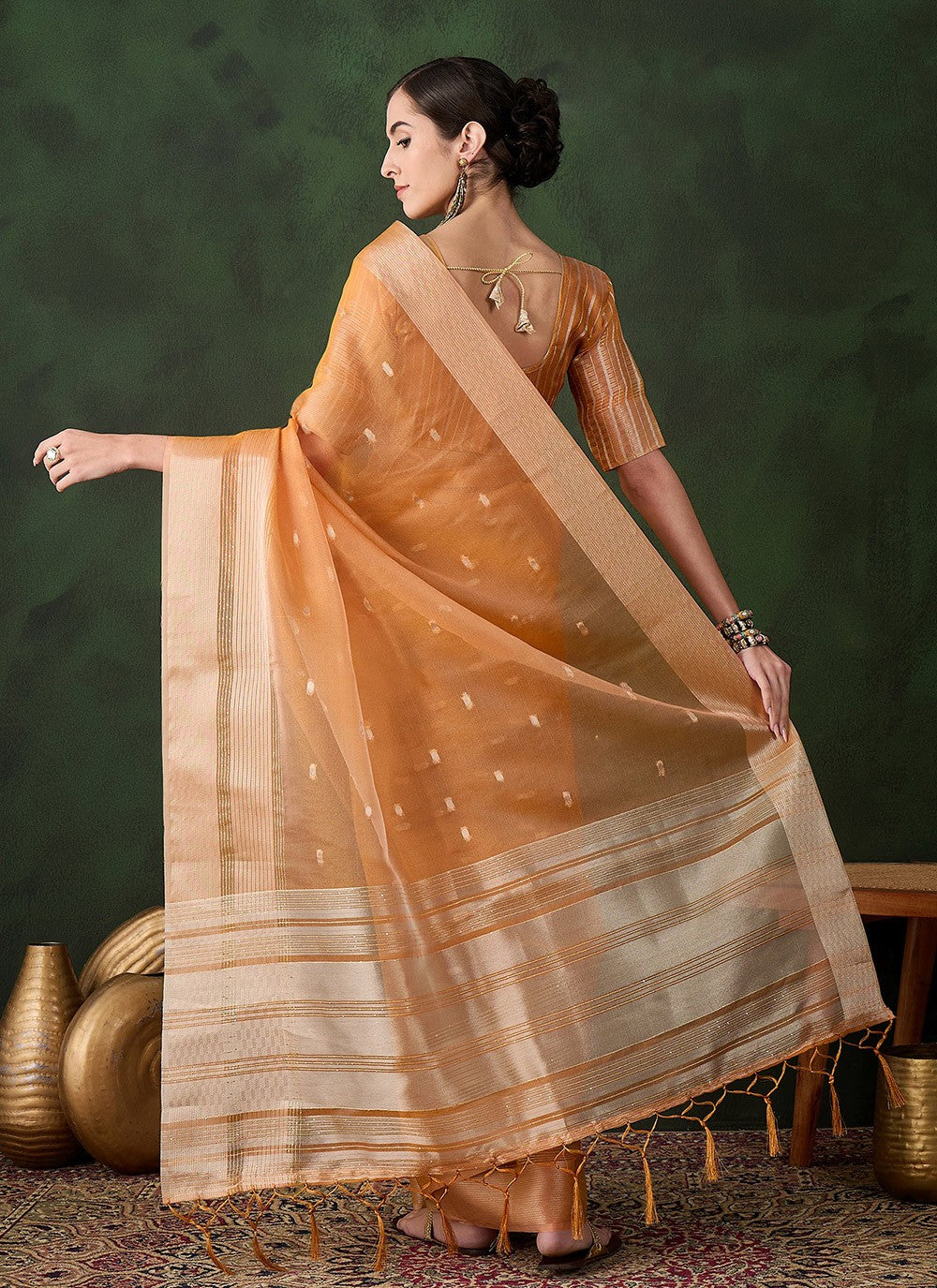 Trendy Woven Khadi, Organza Saree - S10452