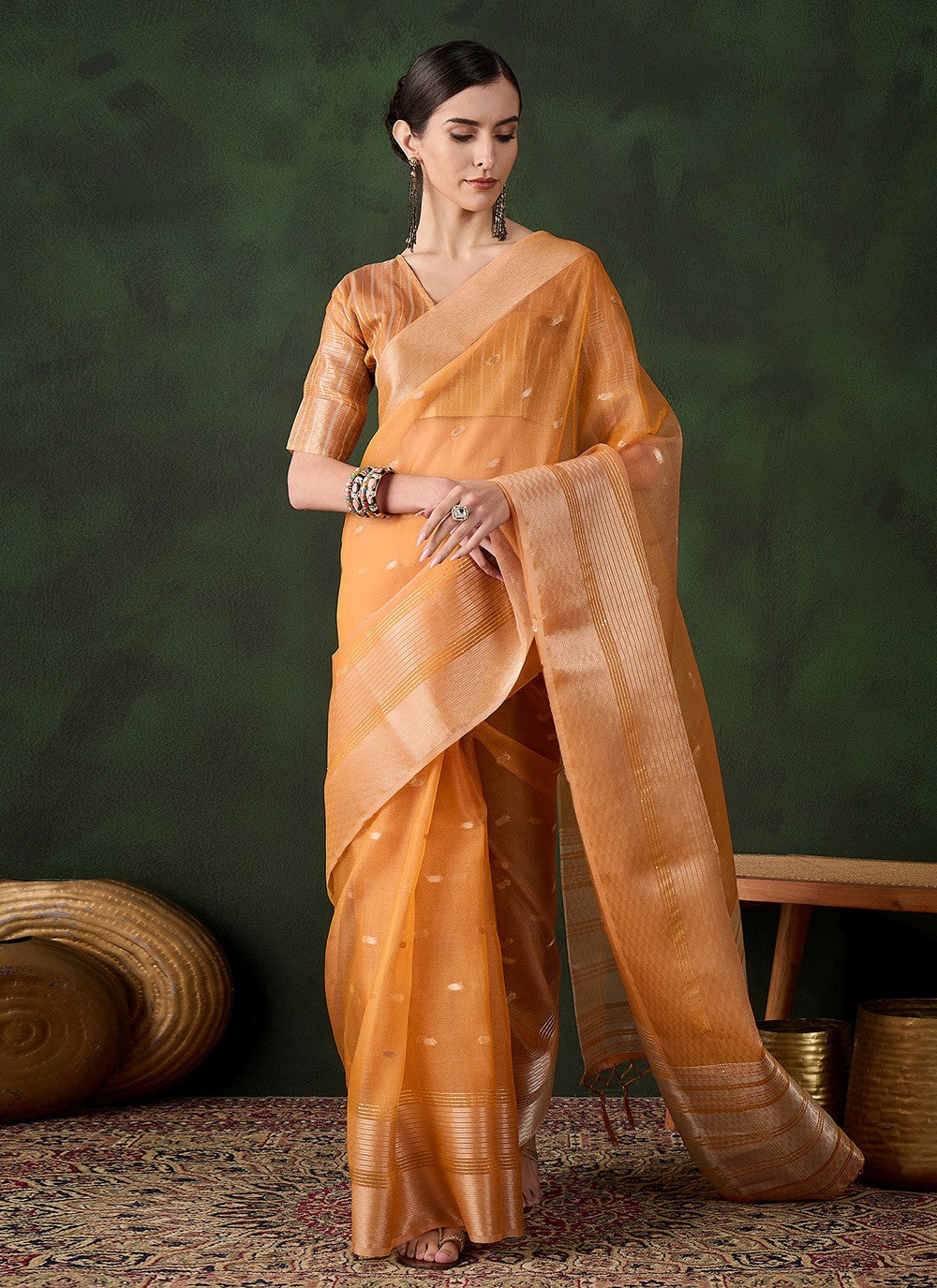 Trendy Woven Khadi, Organza Saree - S10452