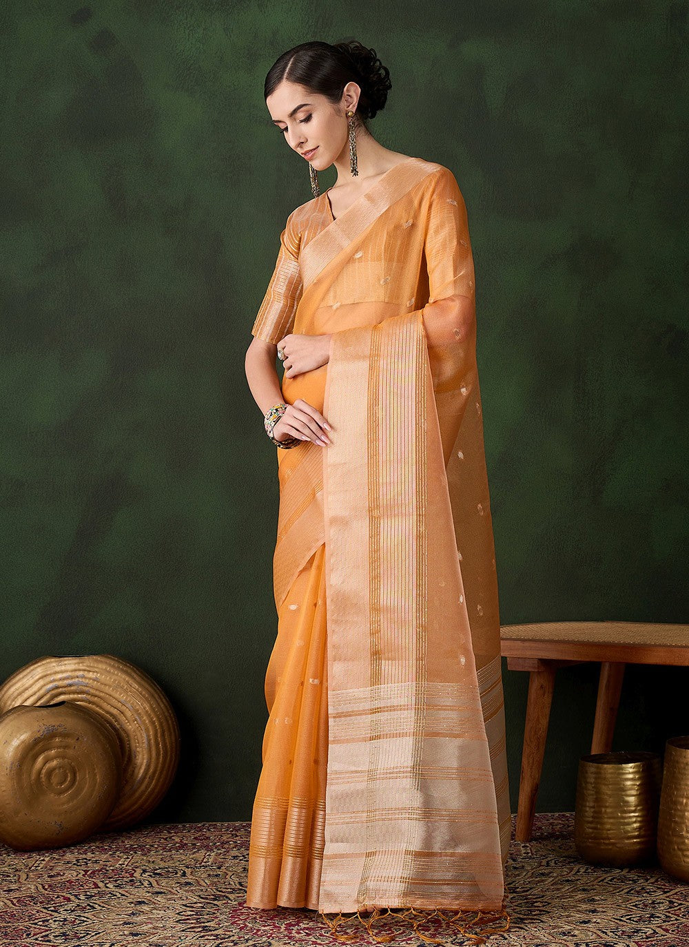 Trendy Woven Khadi, Organza Saree - S10452