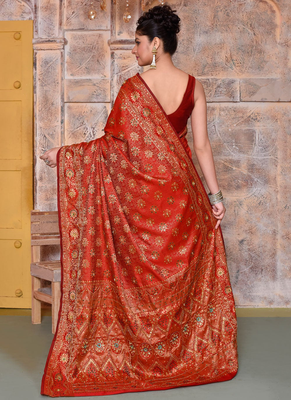 Classic Embroidered Net Saree - S7828