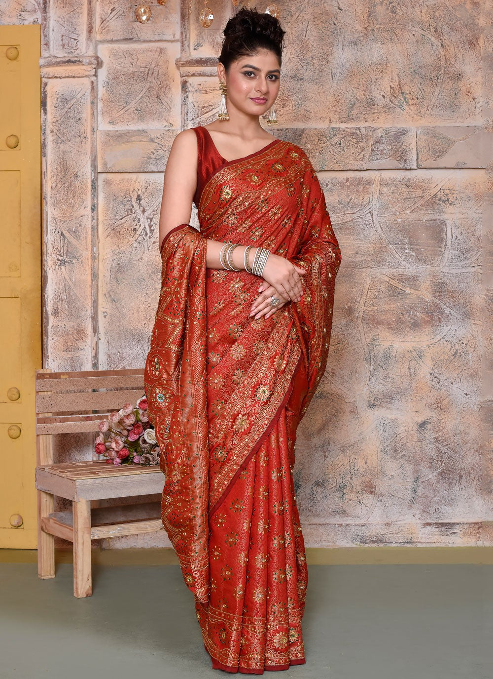 Classic Embroidered Net Saree - S7828