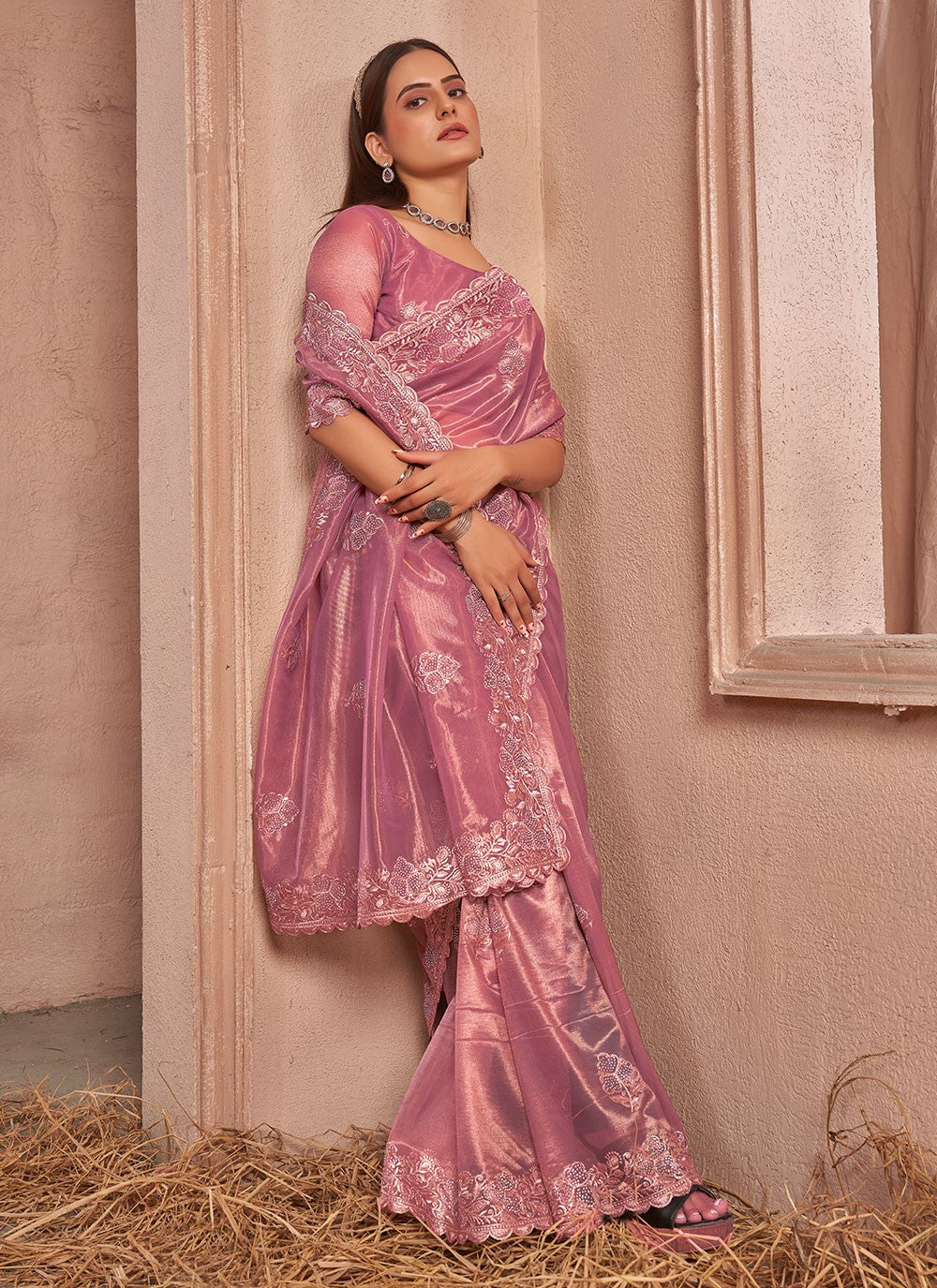 Classic Embroidered Net, Shimmer Saree - S7266