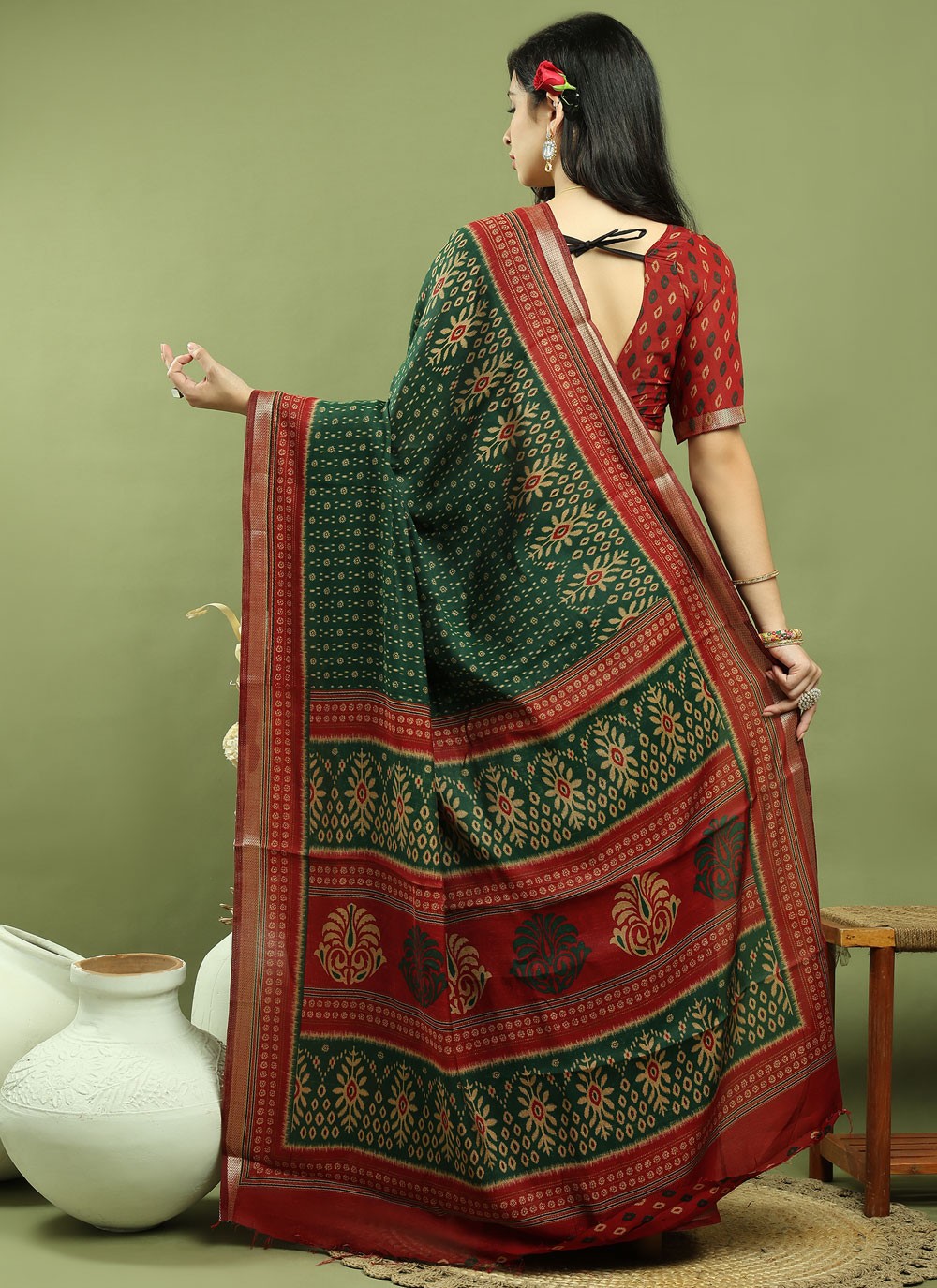 Classic Border Work Silk Blend Saree - S9786