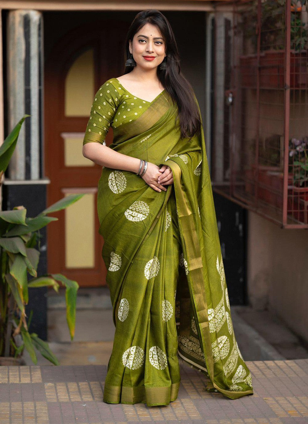 Contemporary Block Print Chanderi Cotton Saree - S5794