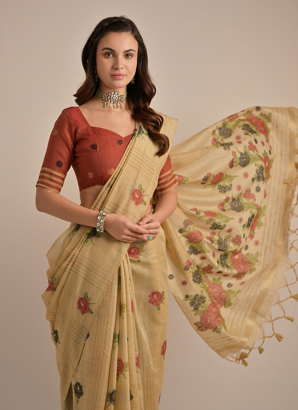 Classic Printed Cotton Saree - S8194