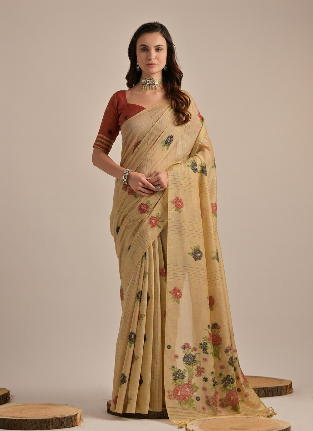 Classic Printed Cotton Saree - S8194