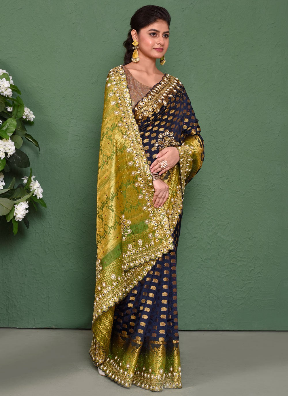 Classic Cut Work Georgette Saree - S7837