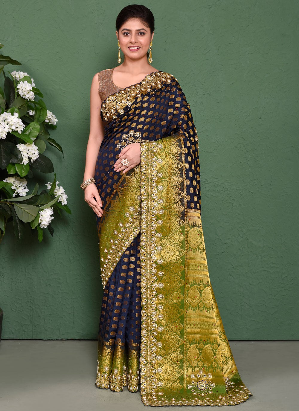 Classic Cut Work Georgette Saree - S7837