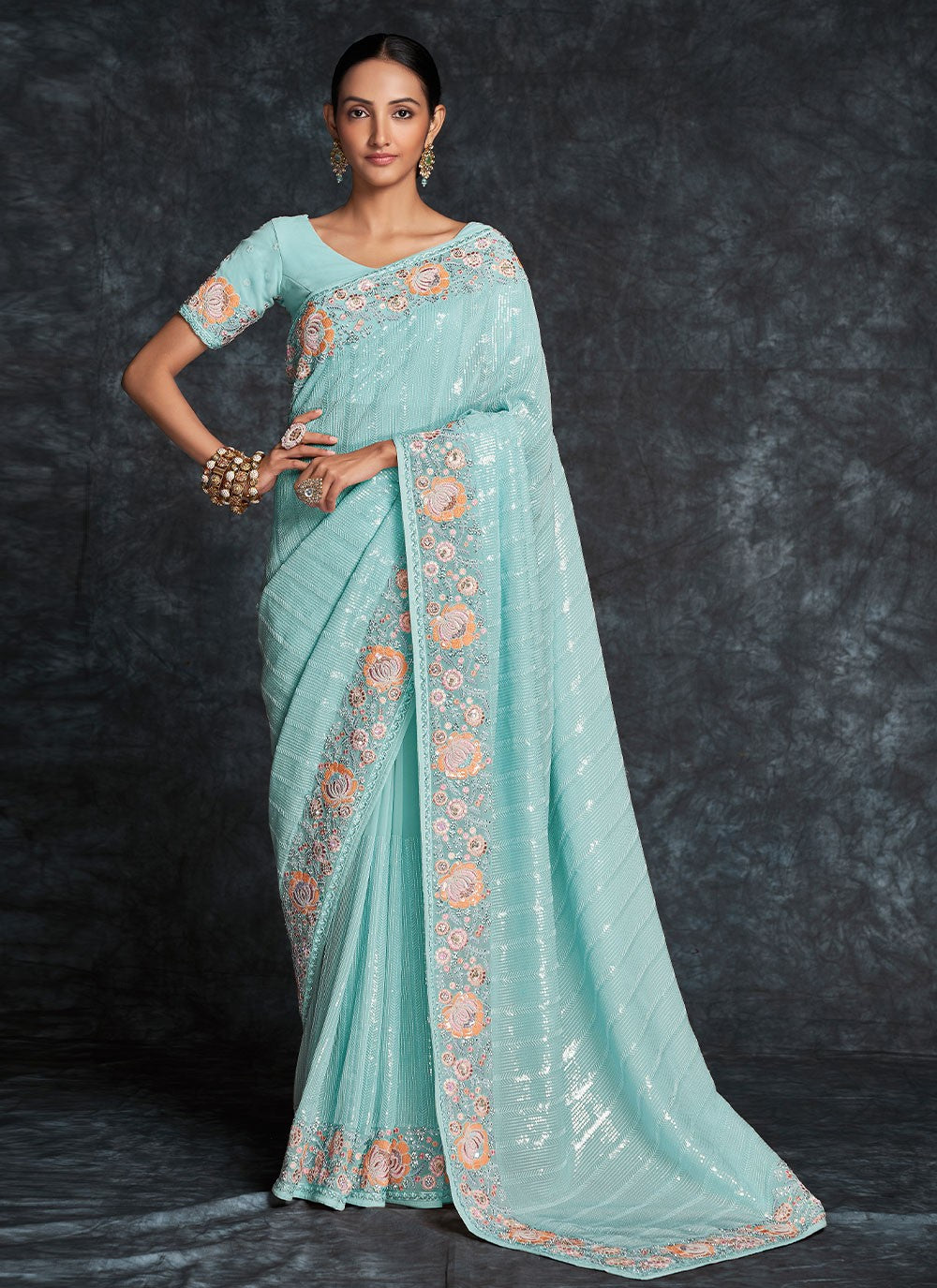 Saree Embroidered Georgette Saree - S2663