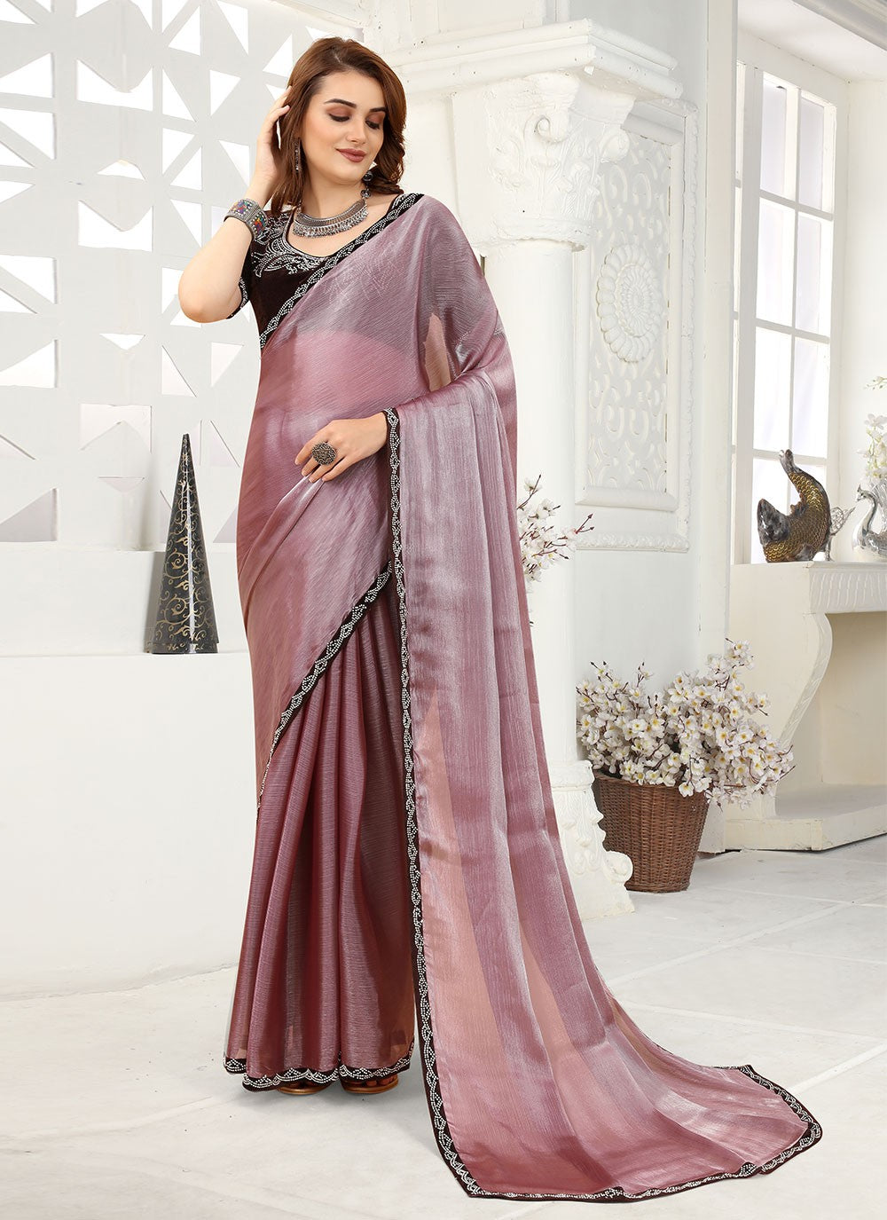 Classic Lace Organza Saree - S1634