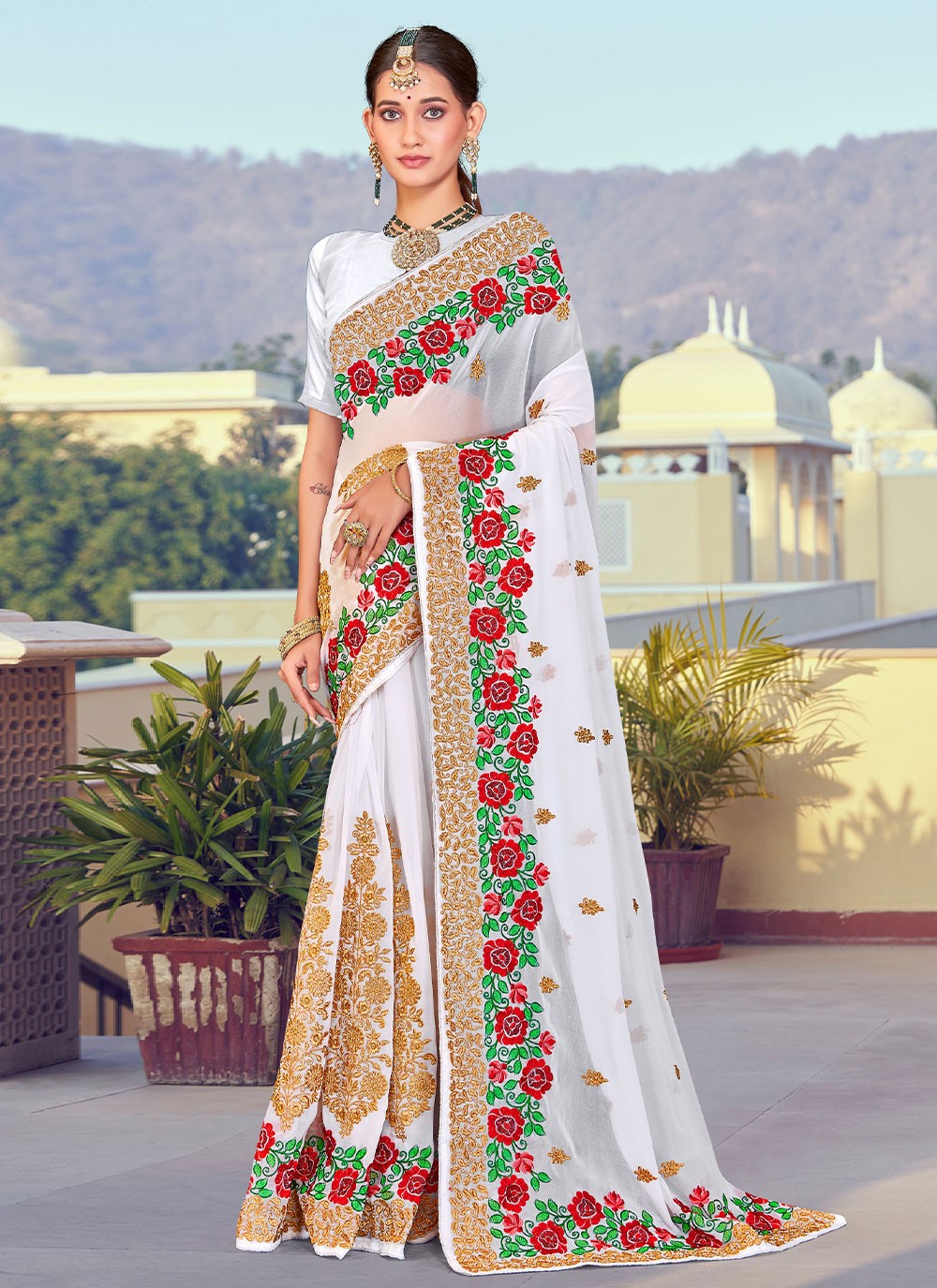 Saree Embroidered Georgette Saree - S2744