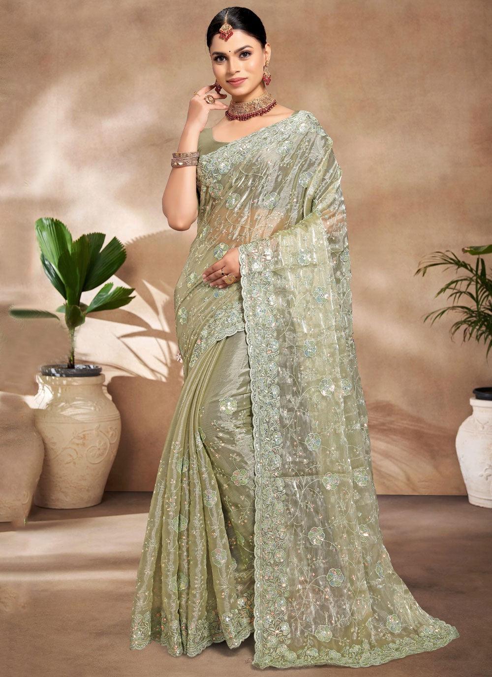 Classic Embroidered Jimmy Chu Saree - S8805