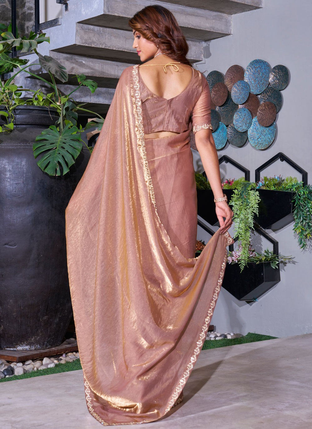 Cutdana, Swarovski Satin Silk Saree - S11546