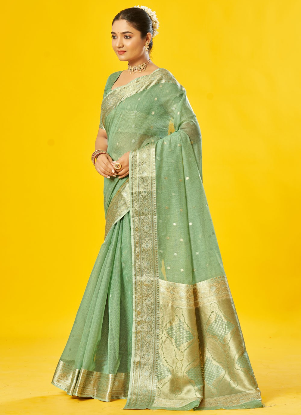 Classic Border Work Cotton Saree - S7592