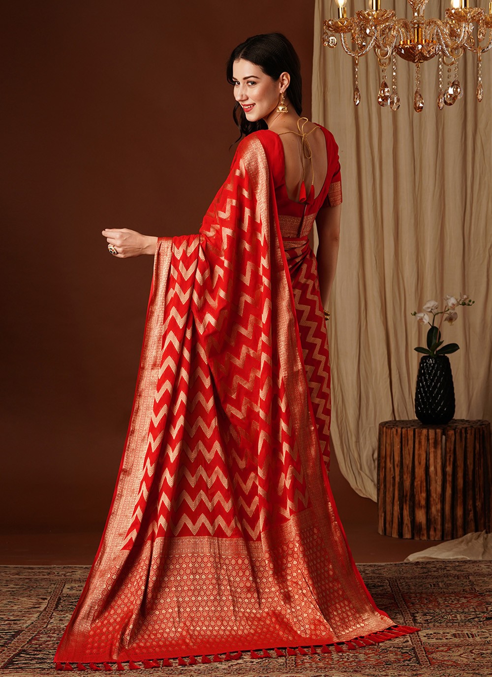 Classic Weaving Zari Pure Georgette Saree - S7628