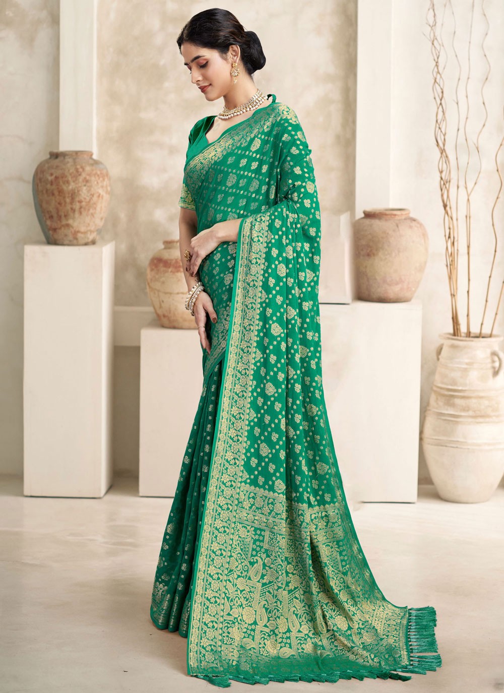 Classic Woven Georgette Saree - S9092