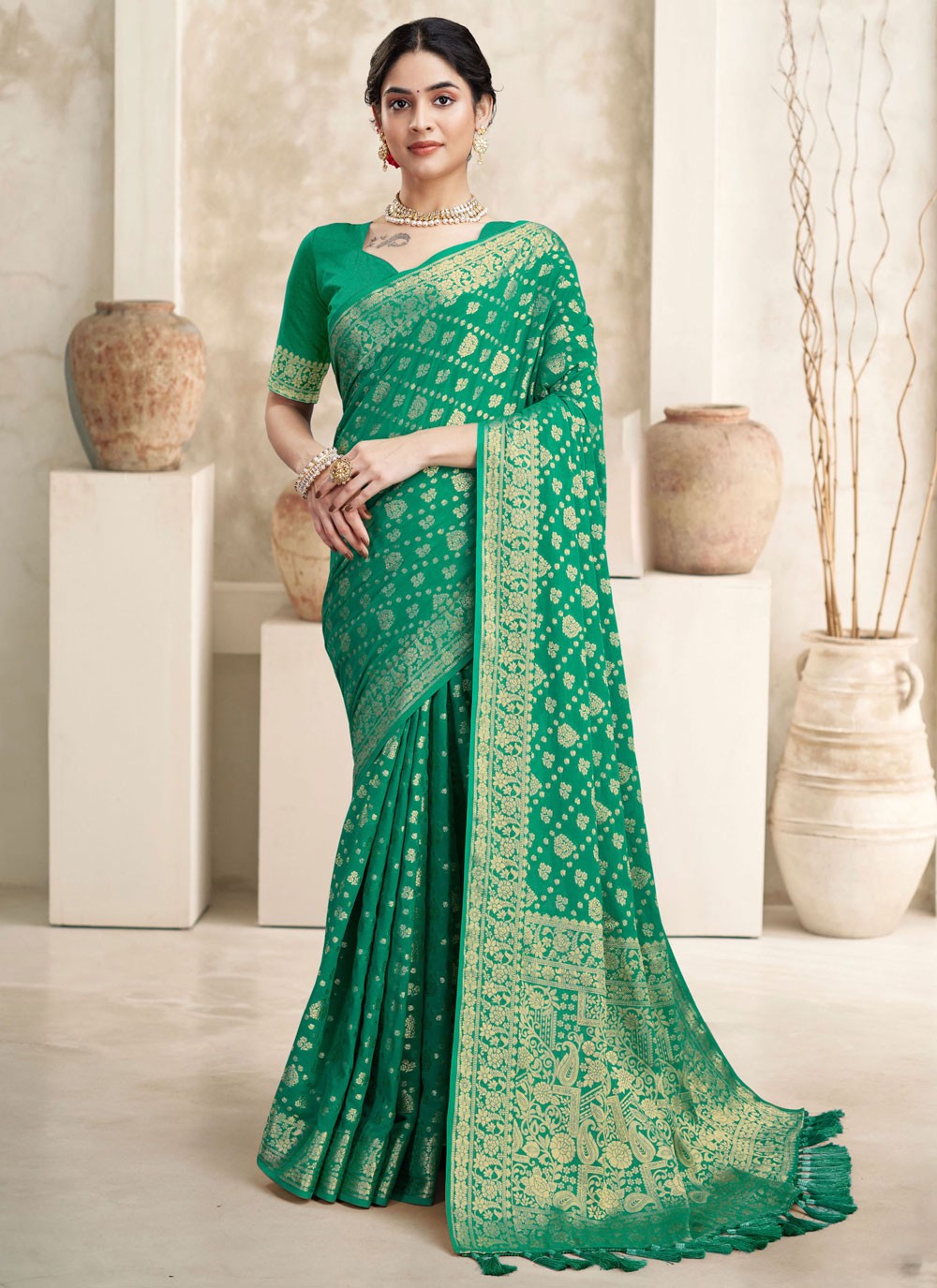 Classic Woven Georgette Saree - S9092