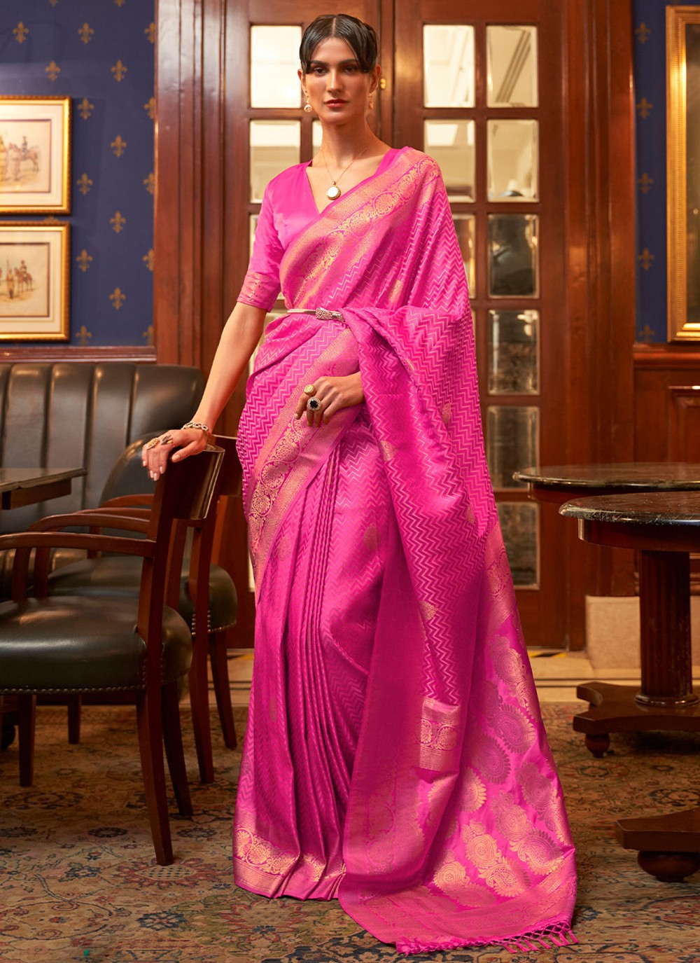 Traditional Weaving Zari Satin Silk Saree - S2073