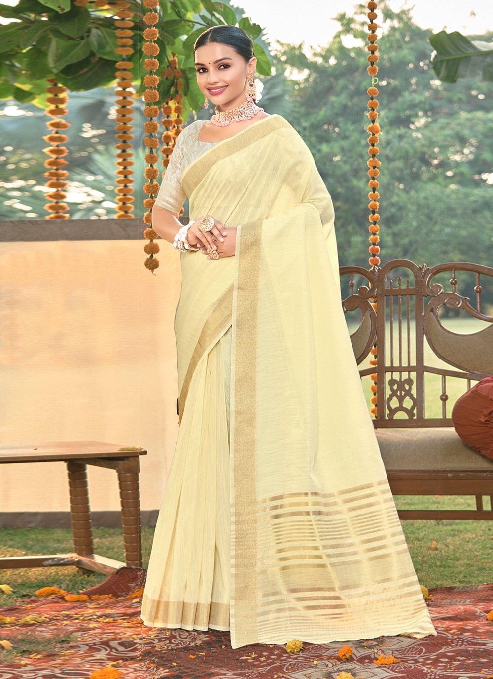 Traditional Weaving Zari Cotton Saree - S4461