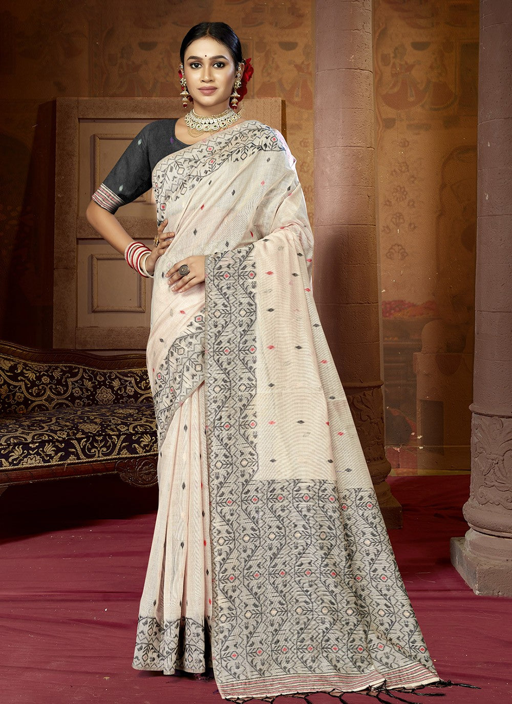 Classic Weaving Zari Cotton Saree - S7988