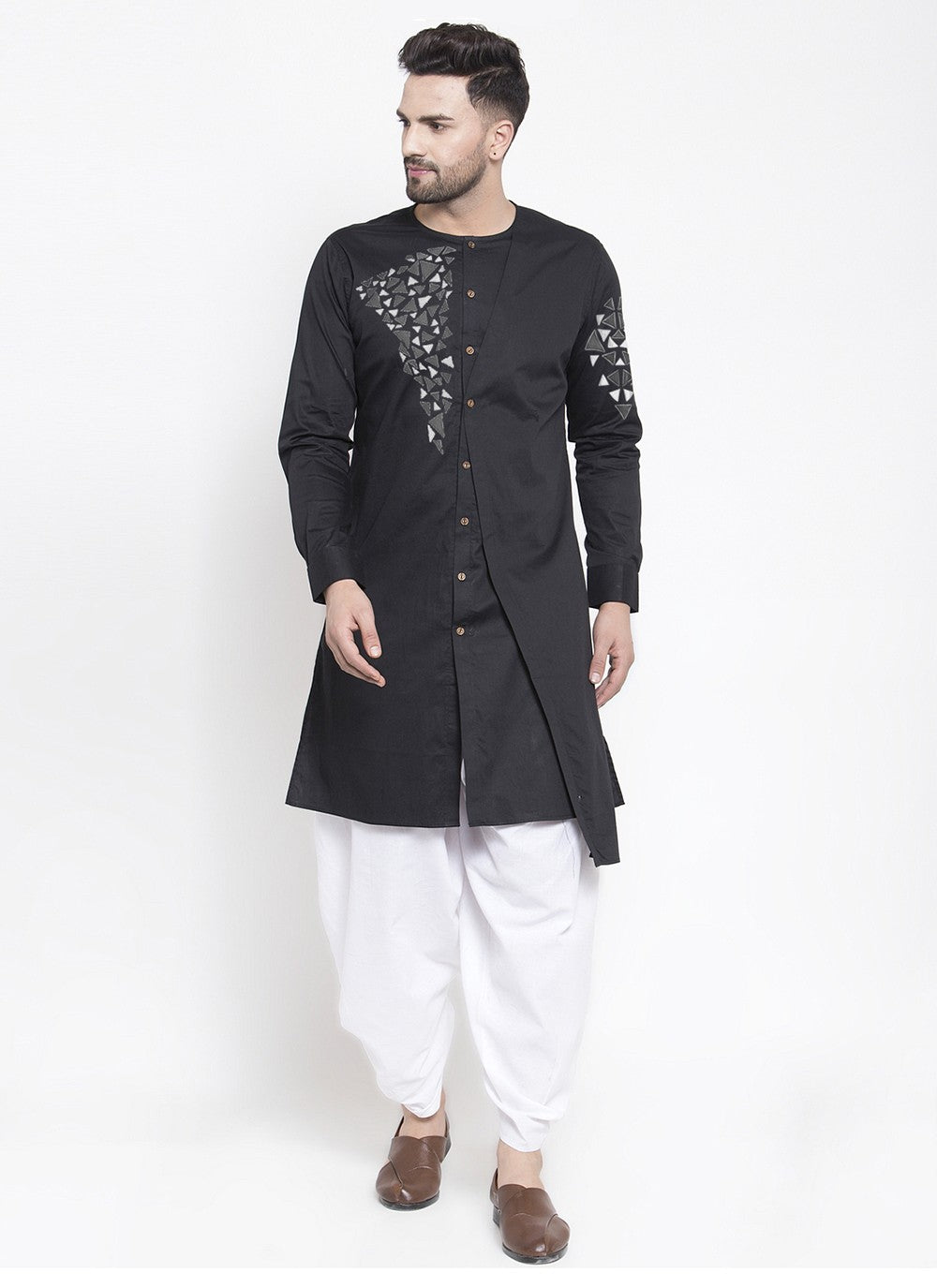 Embroidered Cotton Black Kurta Pyjama - M2320