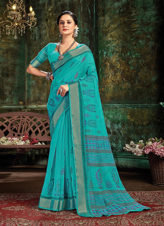 Classic Printed Cotton Saree - S1042