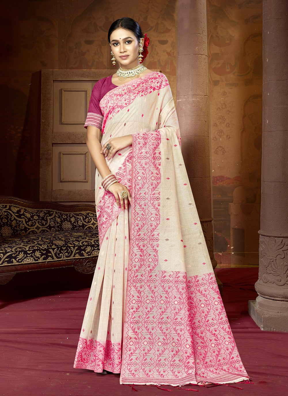 Classic Weaving Zari Cotton Saree - S7988