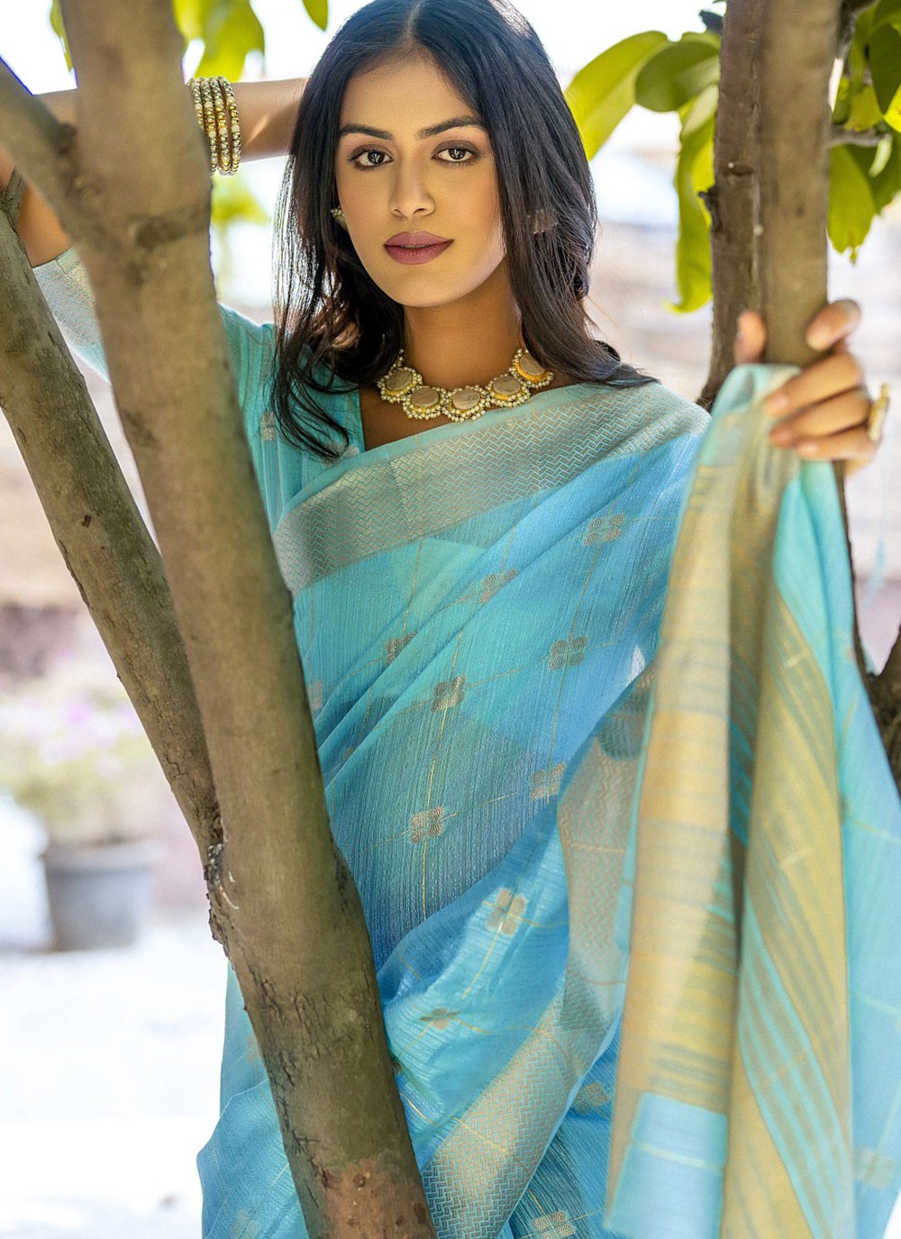 Trendy Woven Cotton Saree - S5653