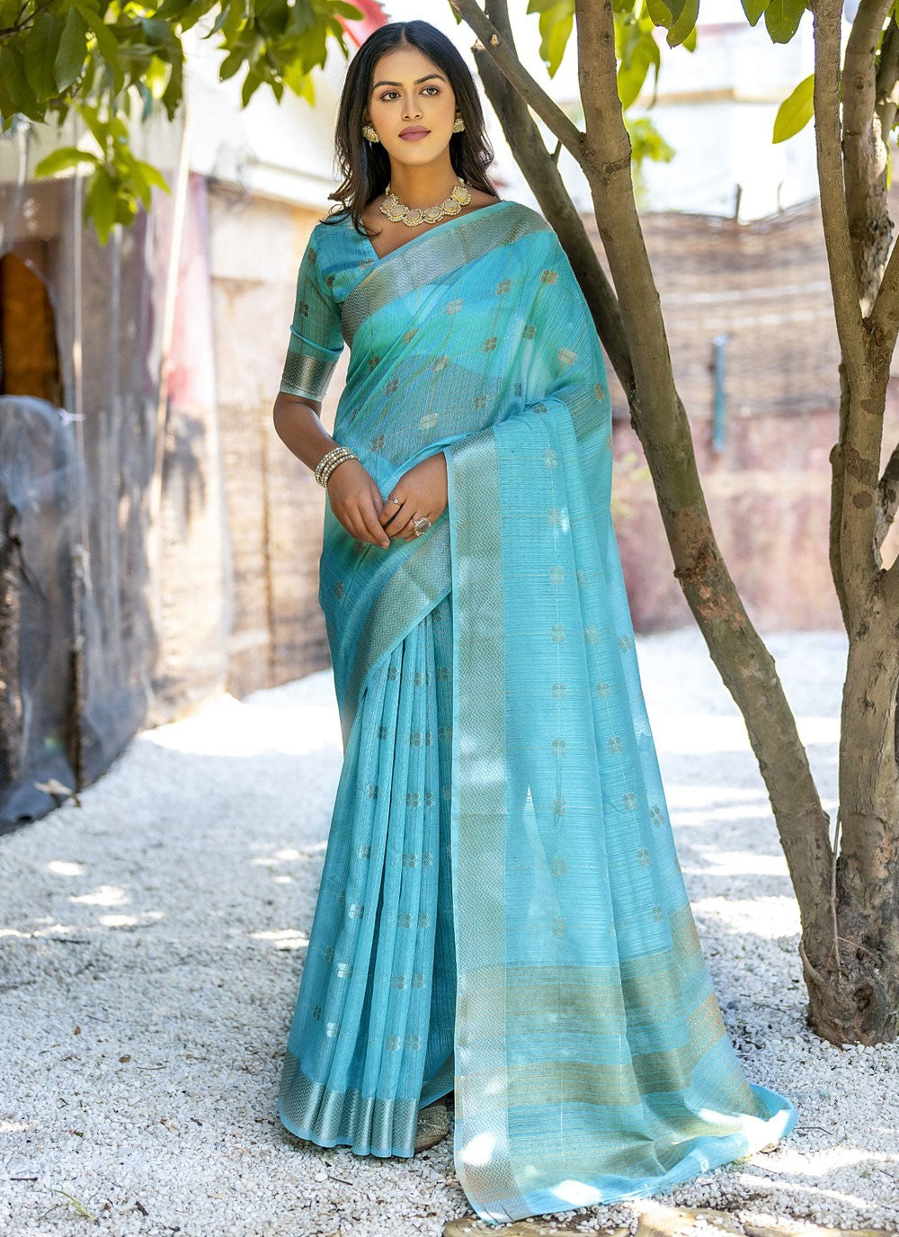 Trendy Woven Cotton Saree - S5653